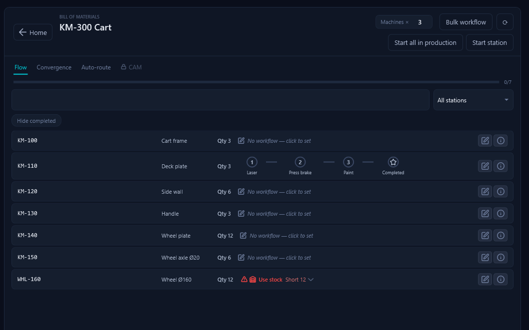 In the job → the “Auto-route” tab