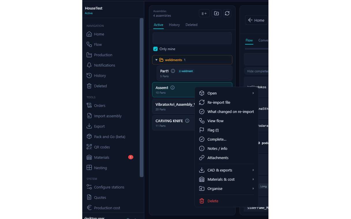 Right-click the assembly → CAD & exports